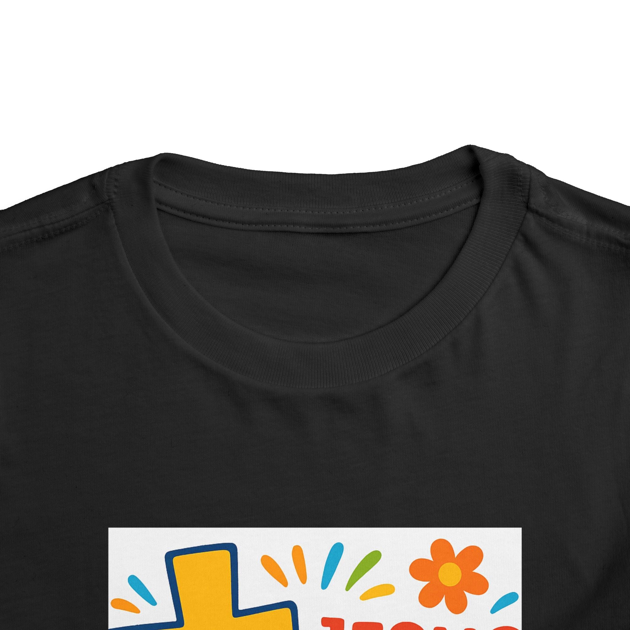 Jesus Loves Me Toddler Tee — Colorful Cross Christian Kids Shirt