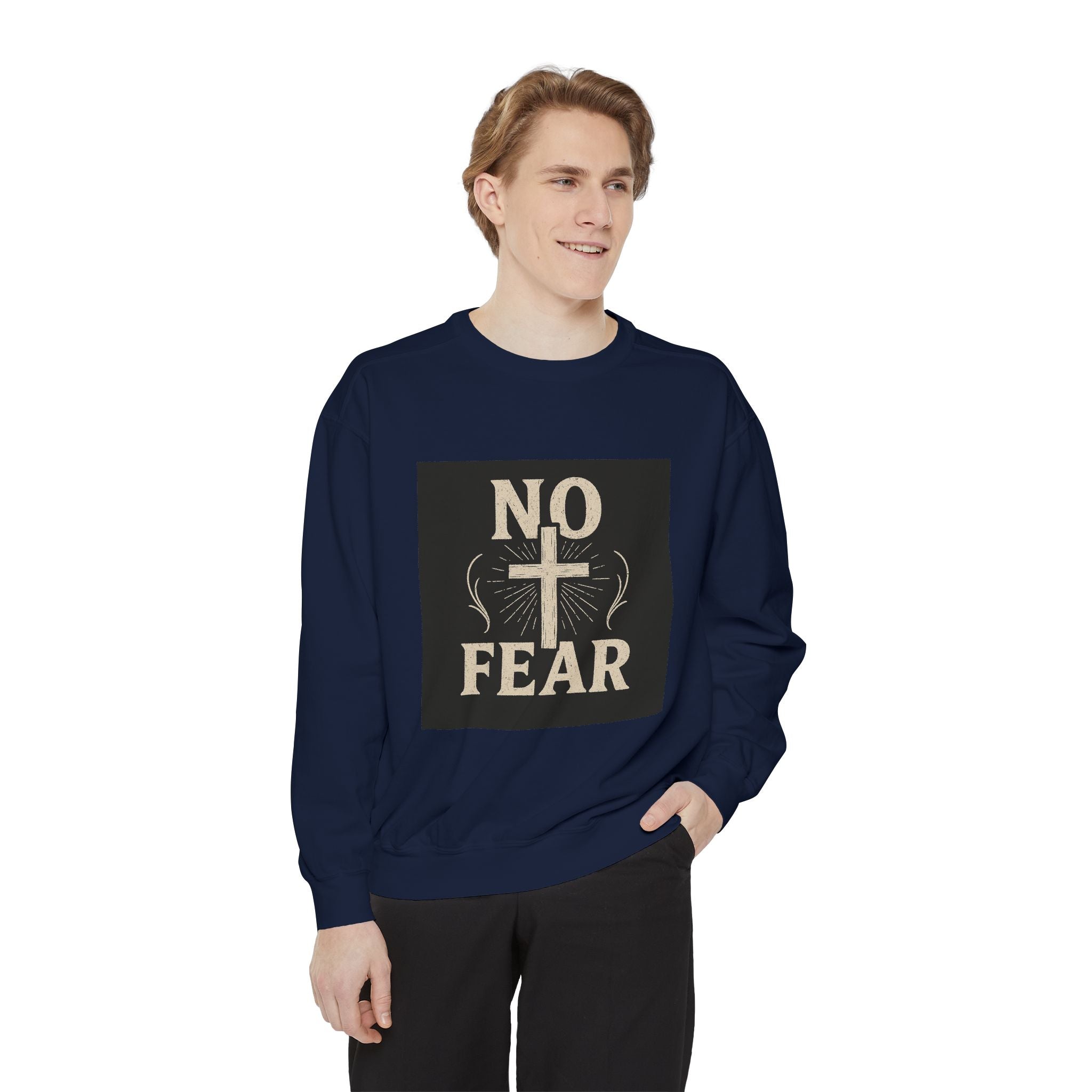 No Fear Cross Sweatshirt - Inspirational Christian Pullover