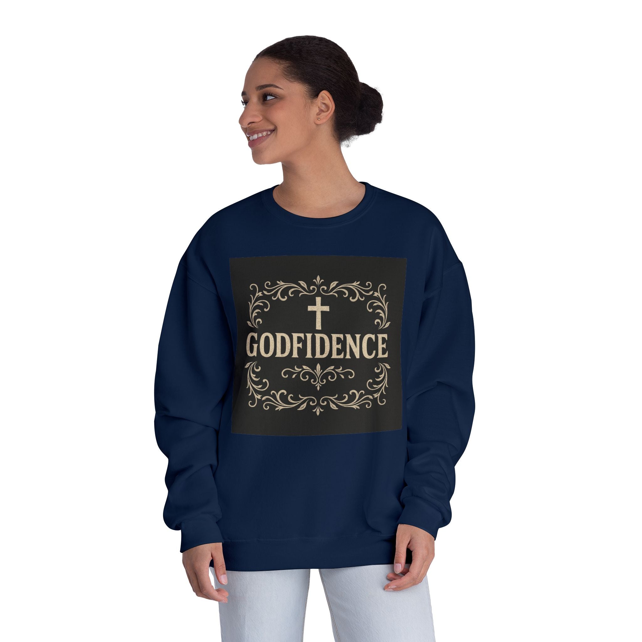 Godfidence Crewneck Sweatshirt — Christian Inspirational Faith Graphic