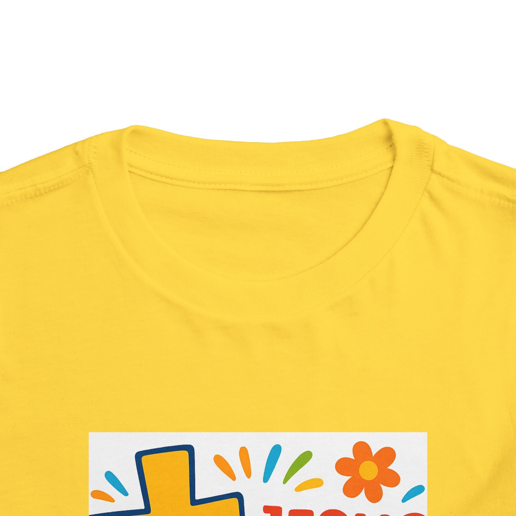 Jesus Loves Me Toddler Tee — Colorful Cross Christian Kids Shirt