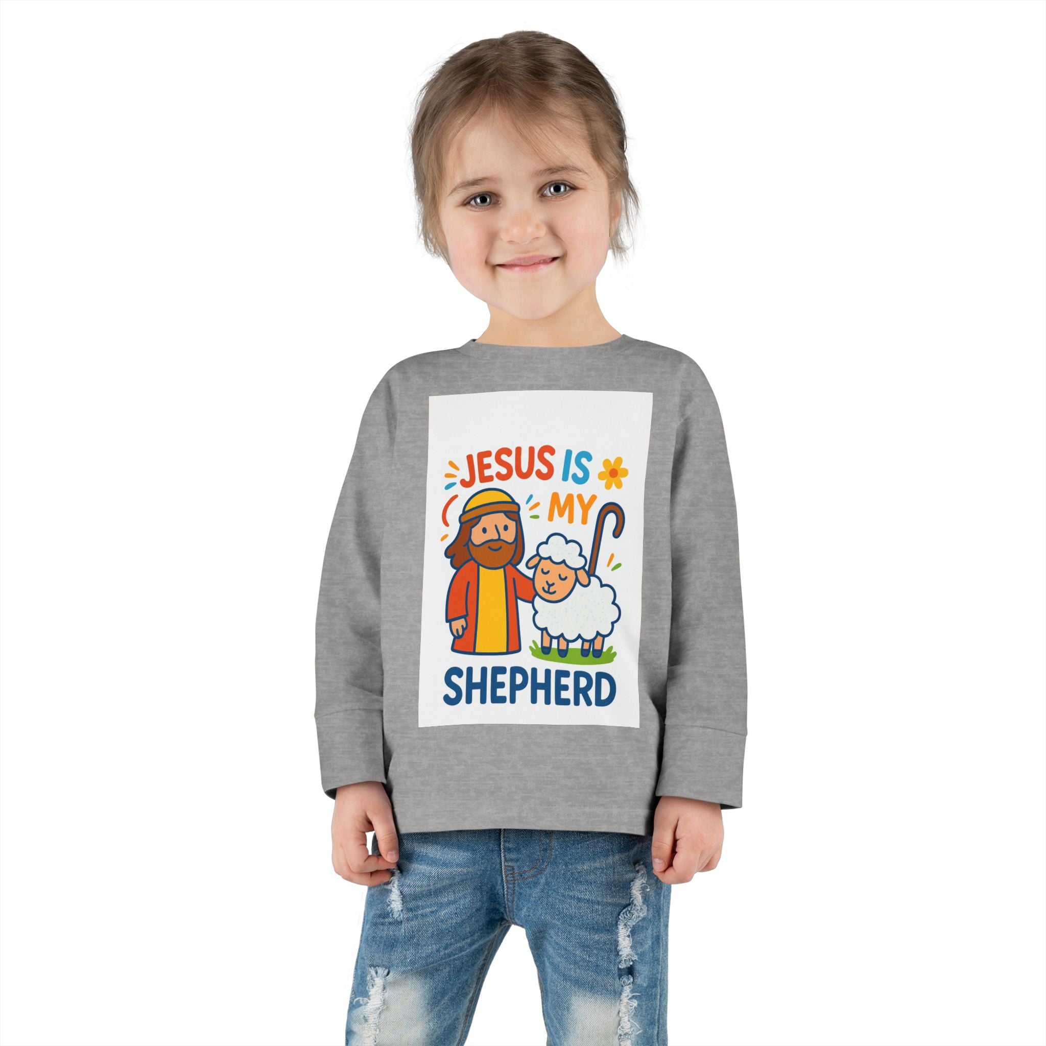 Toddler Tee — "Jesus Is My Shepherd" Cute Christian Long-Sleeve Shirt