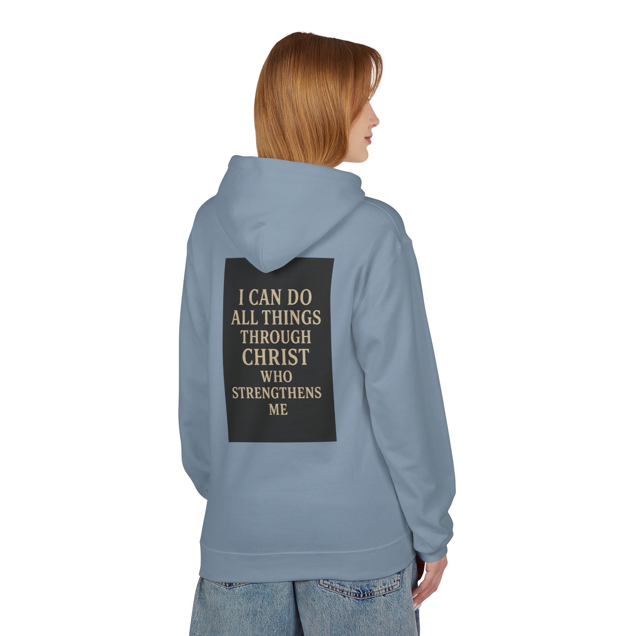 Chosen Cross Hoodie — “I Can Do All Things Through Christ” Christian Faith Sweatshirt