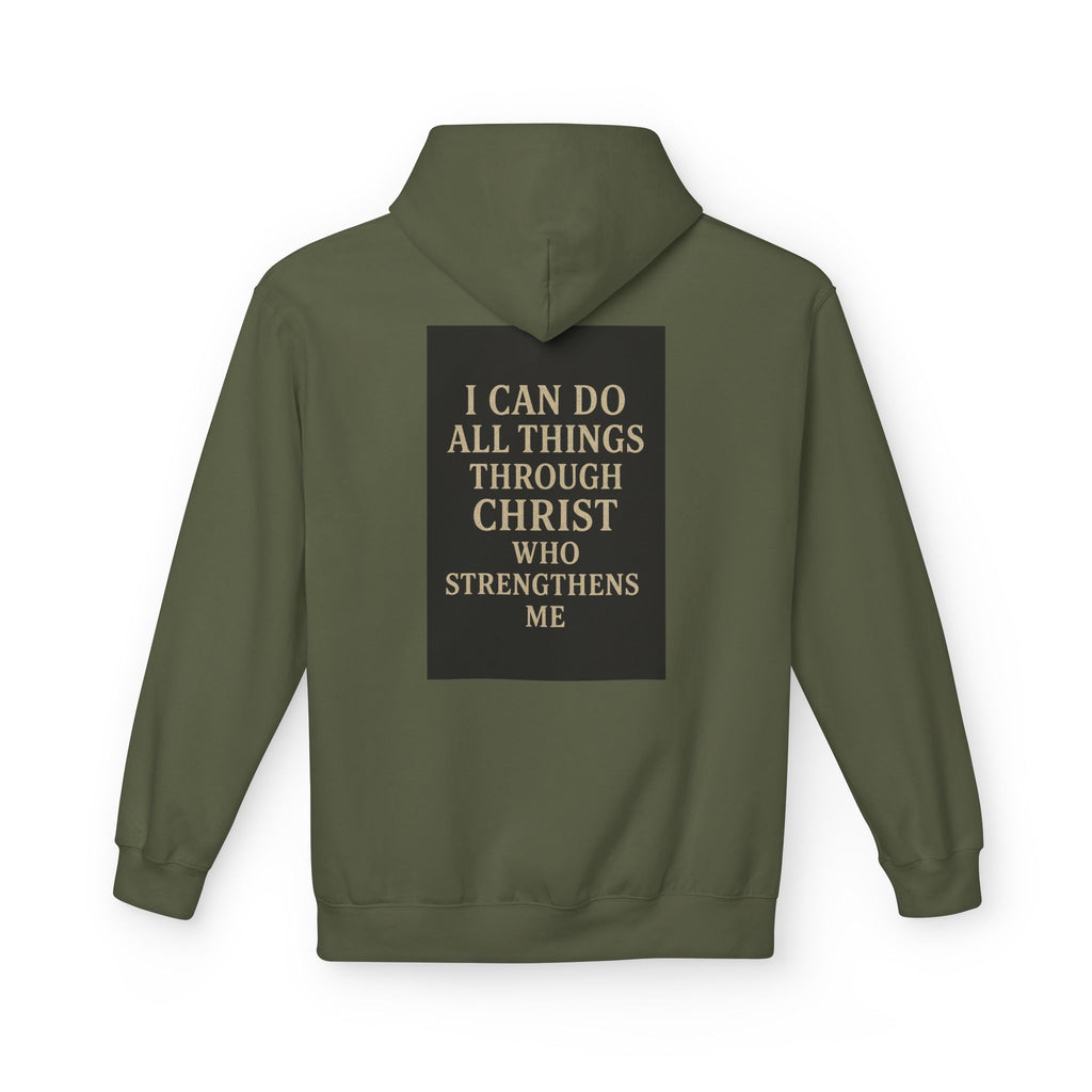 Chosen Cross Hoodie — “I Can Do All Things Through Christ” Christian Faith Sweatshirt