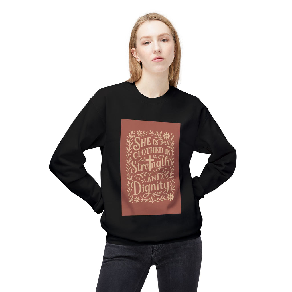 She Is Clothed in Strength and Dignity Crewneck Sweatshirt