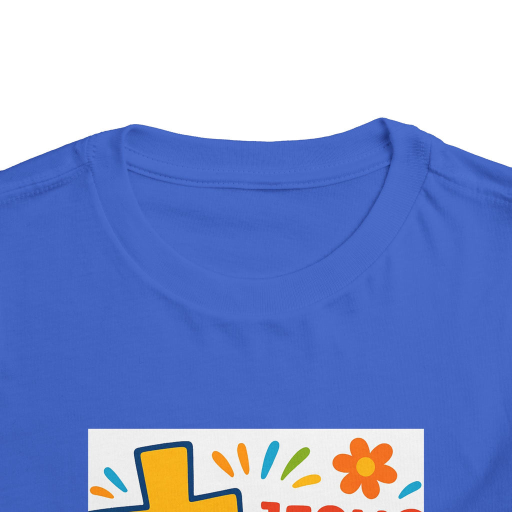 Jesus Loves Me Toddler Tee — Colorful Cross Christian Kids Shirt