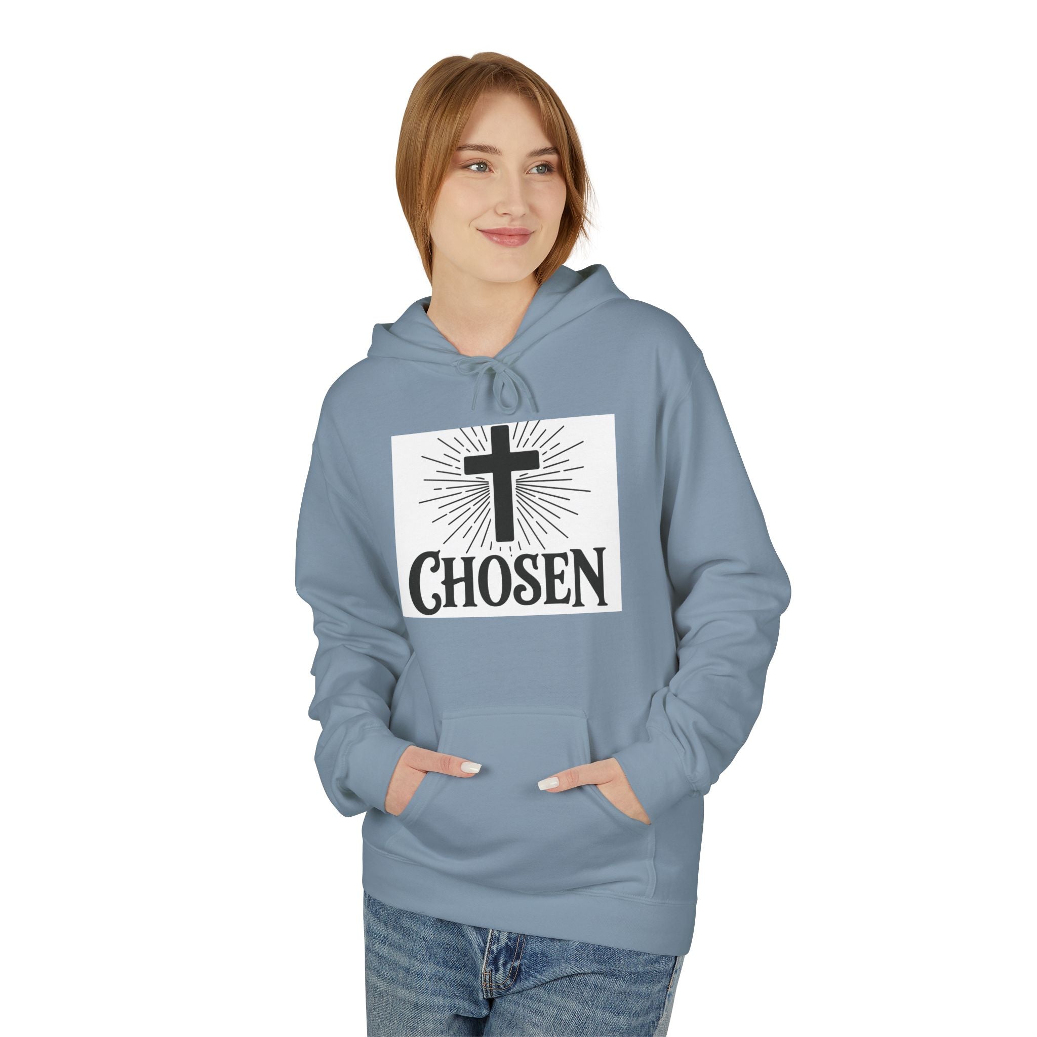 Chosen Cross Hoodie — “I Can Do All Things Through Christ” Christian Faith Sweatshirt