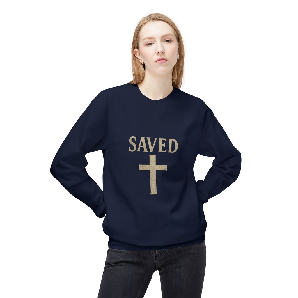 Saved Cross Sweatshirt — "I Can Do All Things Through Christ" Christian Crewneck
