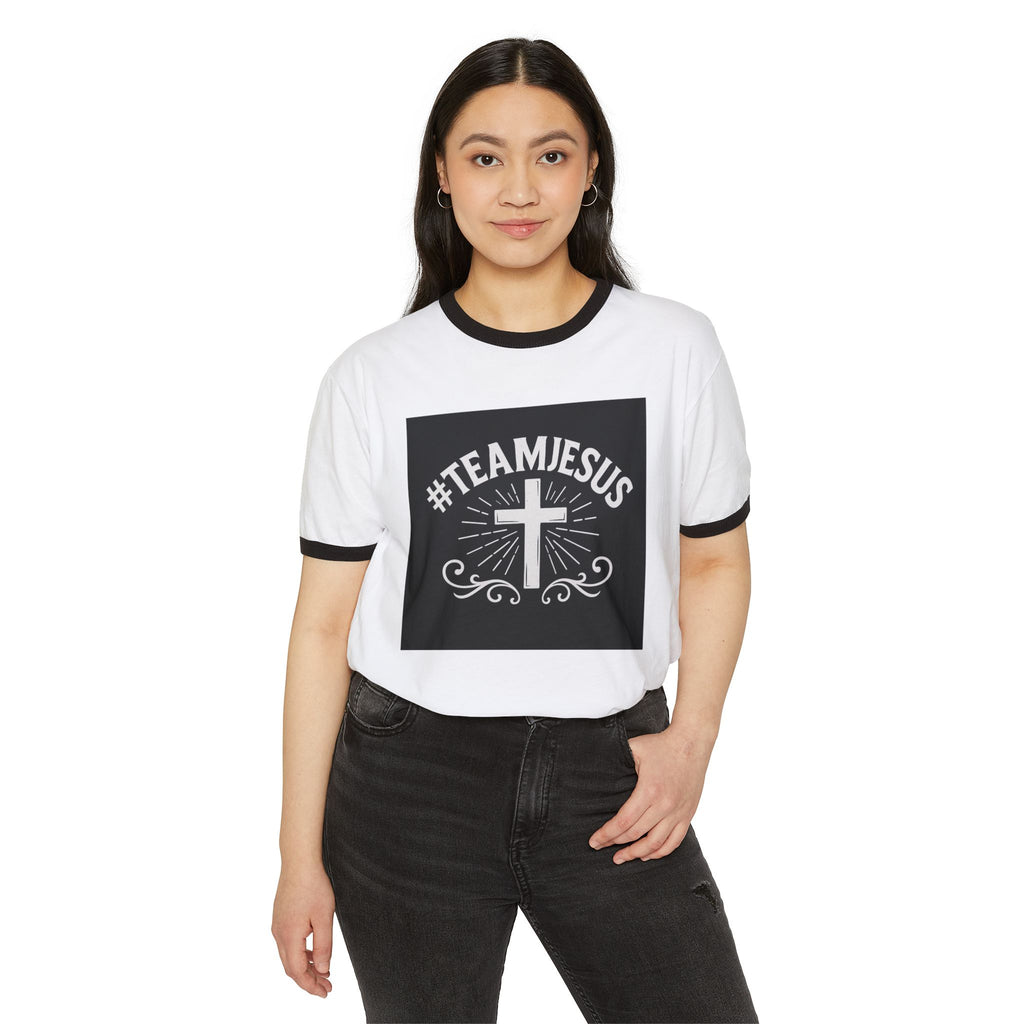 #TEAMJESUS Ringer T-Shirt — Christian Faith Cross Tee