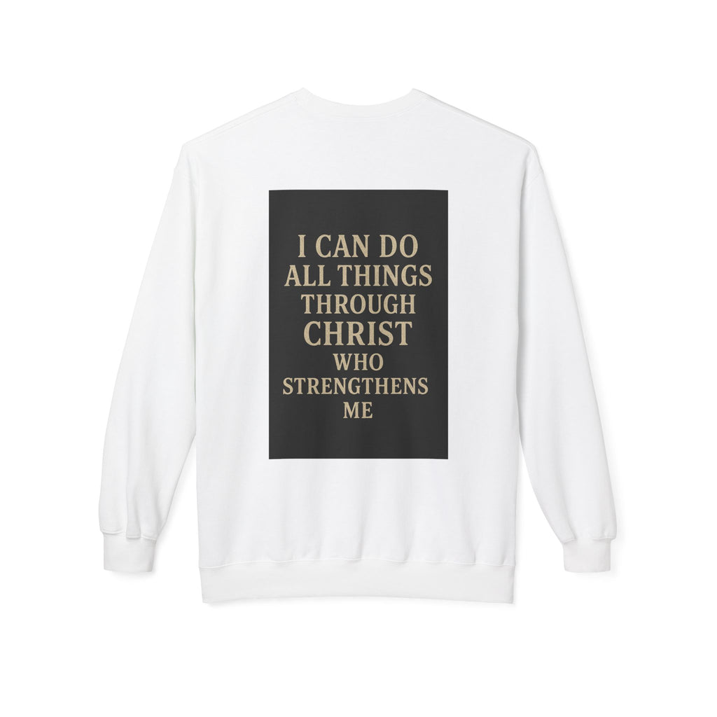 Saved Cross Sweatshirt — "I Can Do All Things Through Christ" Christian Crewneck