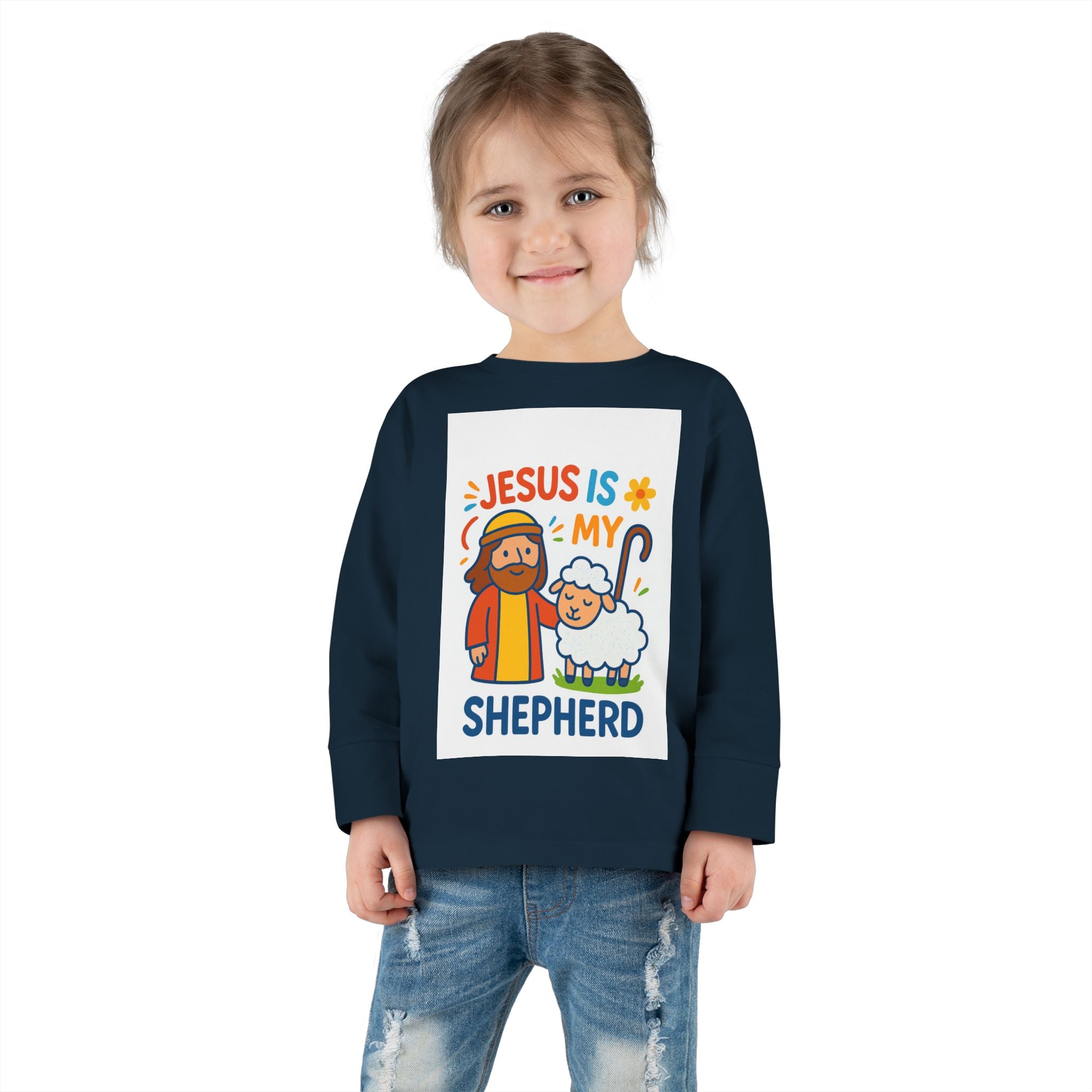Toddler Tee — "Jesus Is My Shepherd" Cute Christian Long-Sleeve Shirt