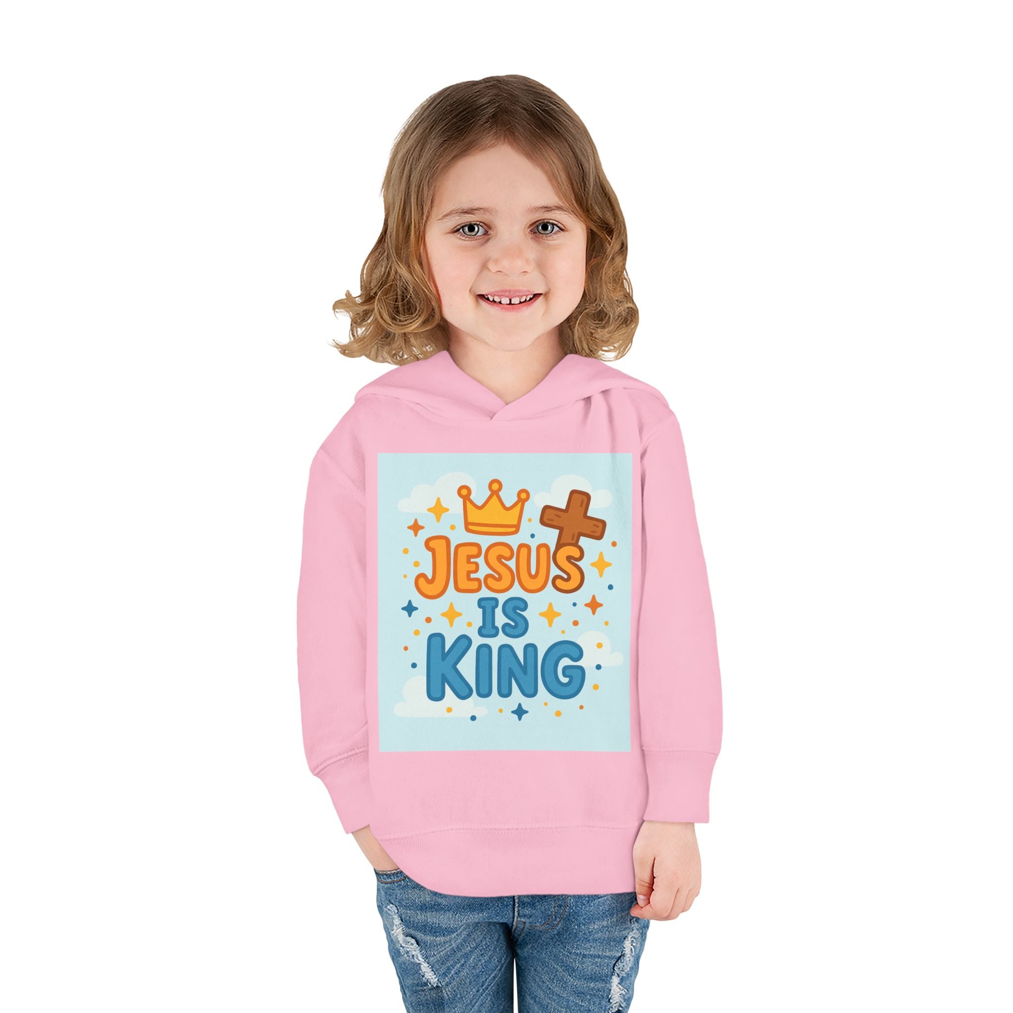 Toddler Hoodie — "Jesus Is King" Christian Kids Pullover