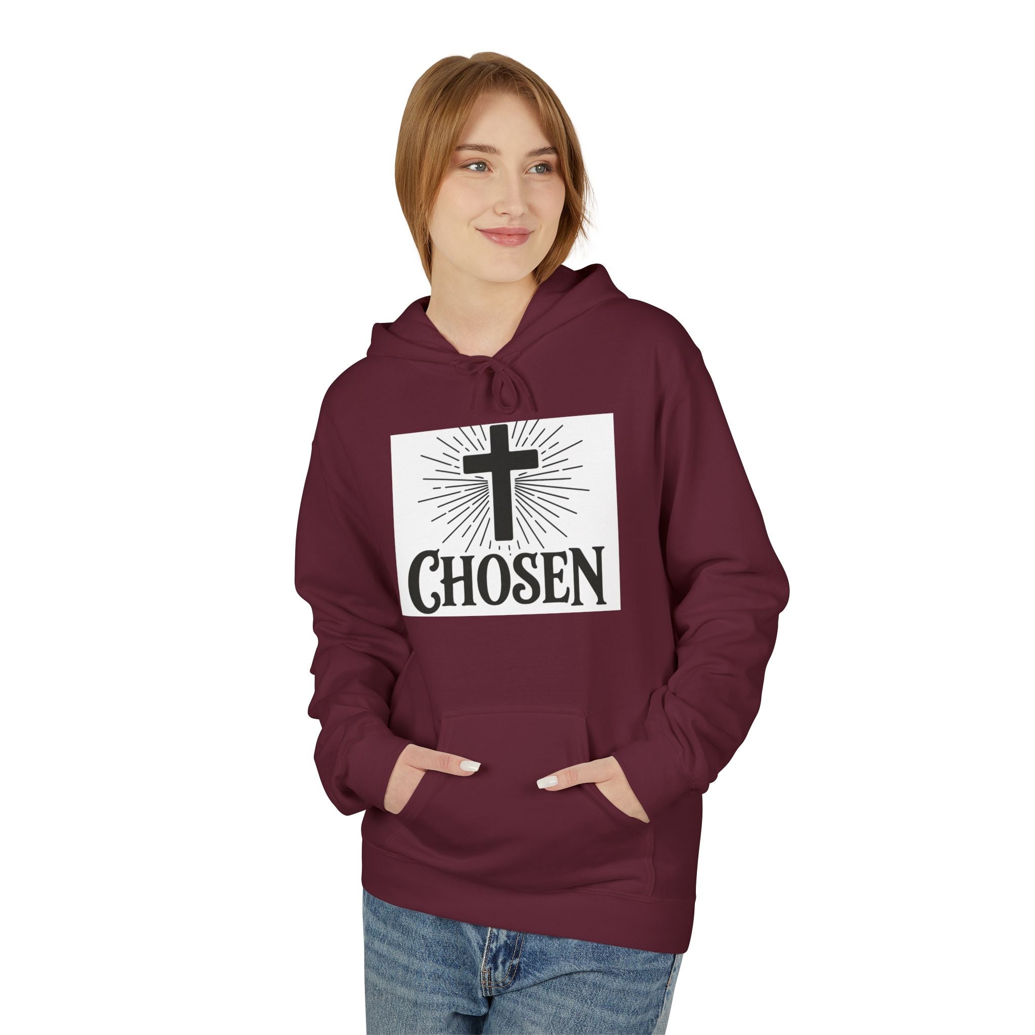 Chosen Cross Hoodie — “I Can Do All Things Through Christ” Christian Faith Sweatshirt