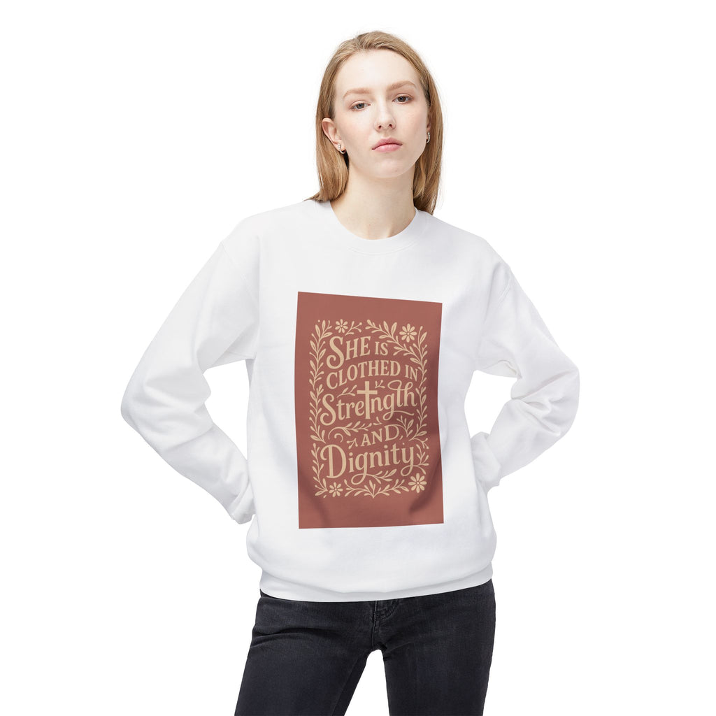 She Is Clothed in Strength and Dignity Crewneck Sweatshirt