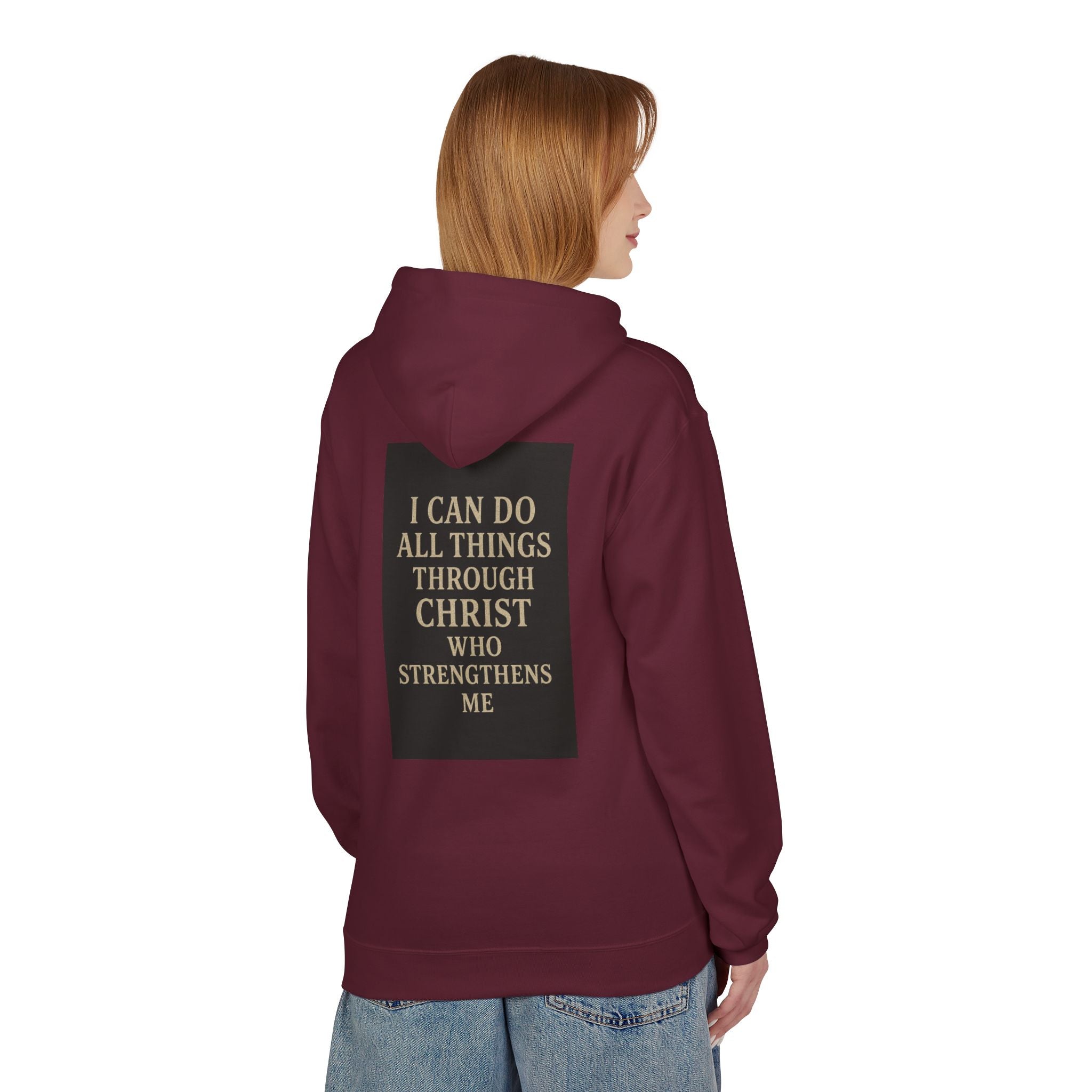 Chosen Cross Hoodie — “I Can Do All Things Through Christ” Christian Faith Sweatshirt