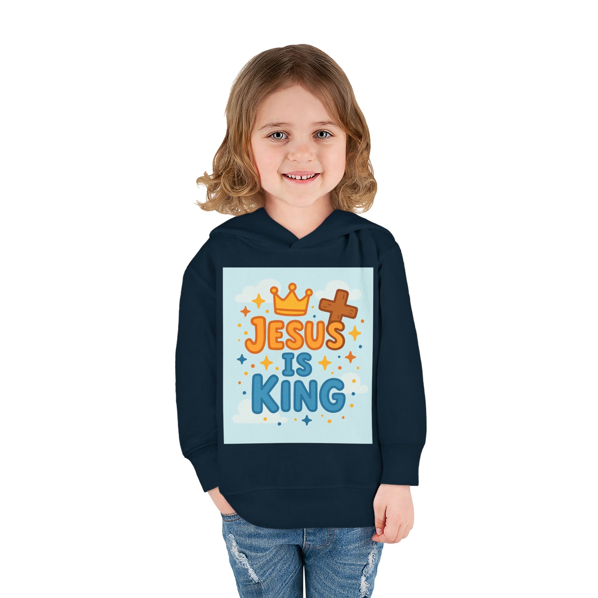 Toddler Hoodie — "Jesus Is King" Christian Kids Pullover