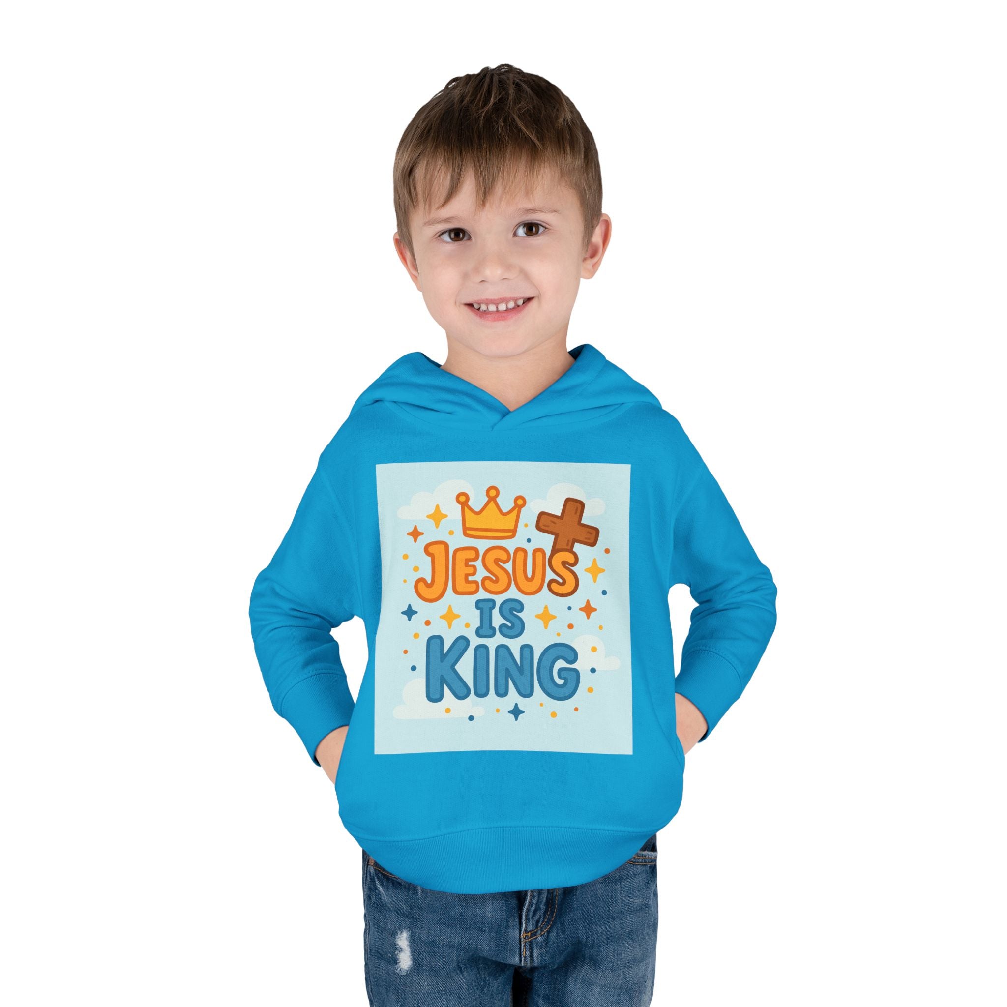 Toddler Hoodie — "Jesus Is King" Christian Kids Pullover