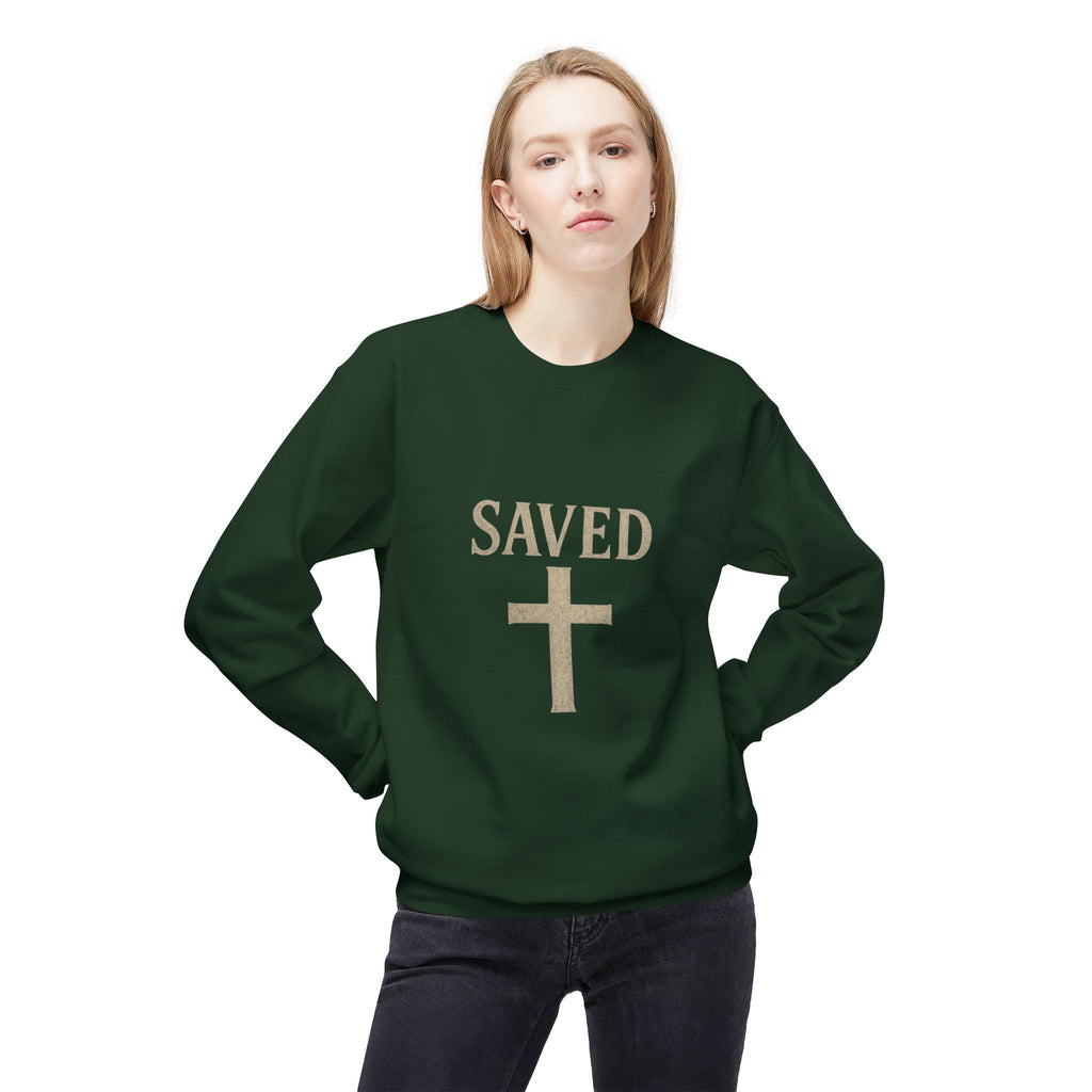 Saved Cross Sweatshirt — "I Can Do All Things Through Christ" Christian Crewneck
