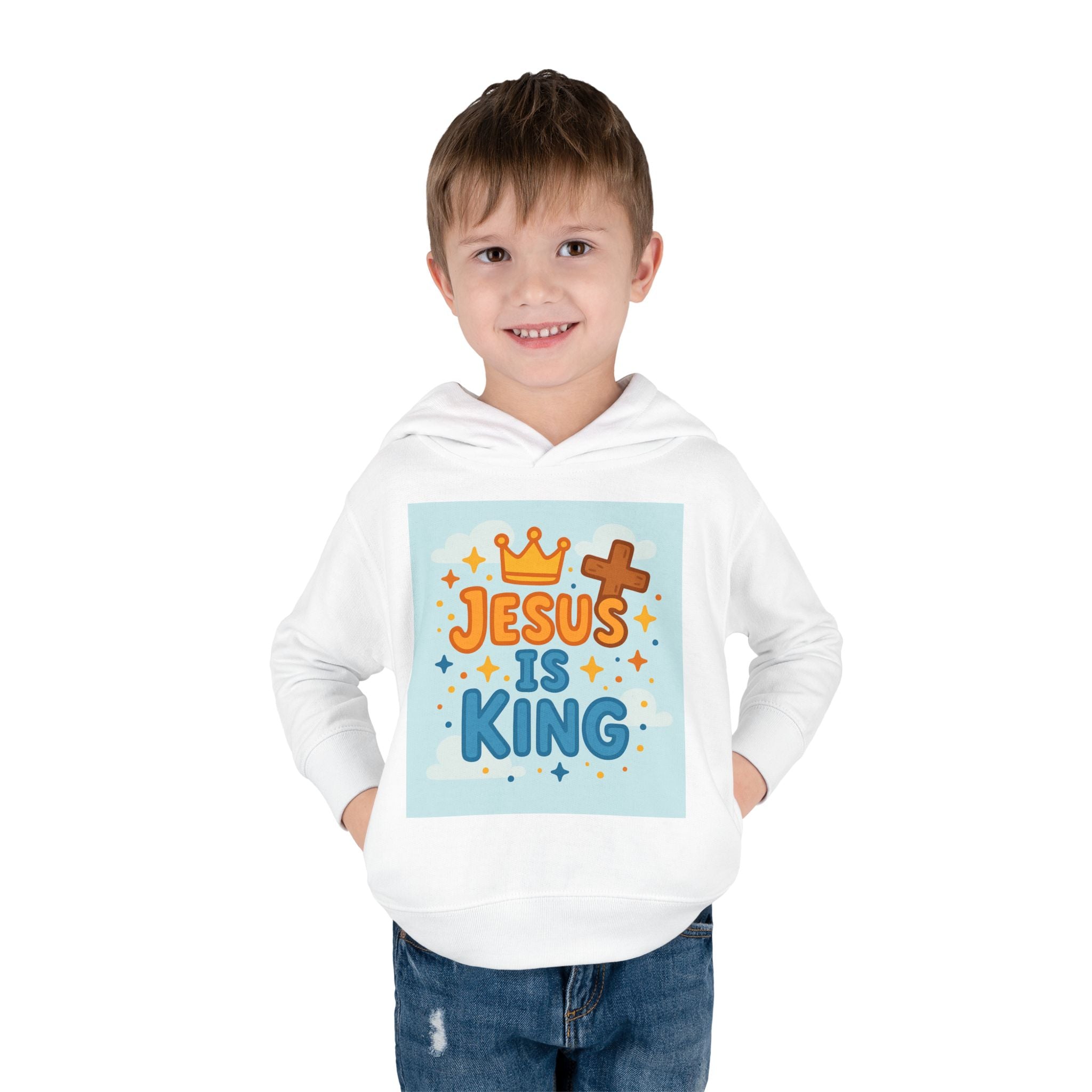 Toddler Hoodie — "Jesus Is King" Christian Kids Pullover