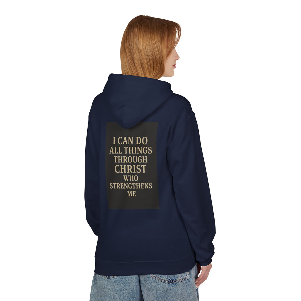 Chosen Cross Hoodie — “I Can Do All Things Through Christ” Christian Faith Sweatshirt