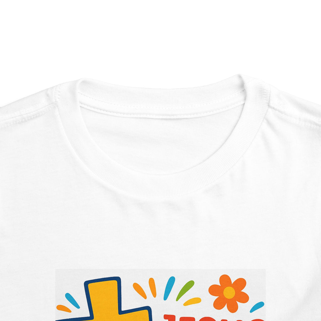 Jesus Loves Me Toddler Tee — Colorful Cross Christian Kids Shirt
