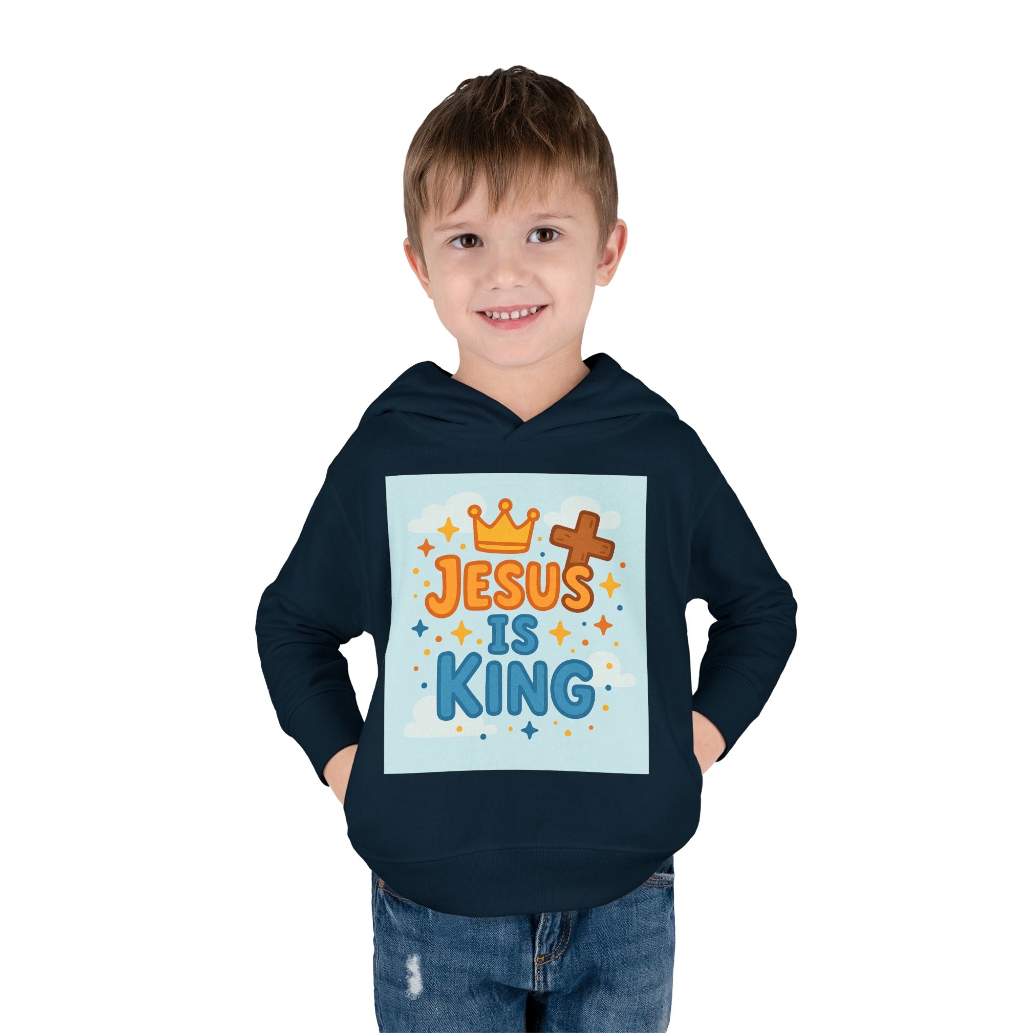 Toddler Hoodie — "Jesus Is King" Christian Kids Pullover