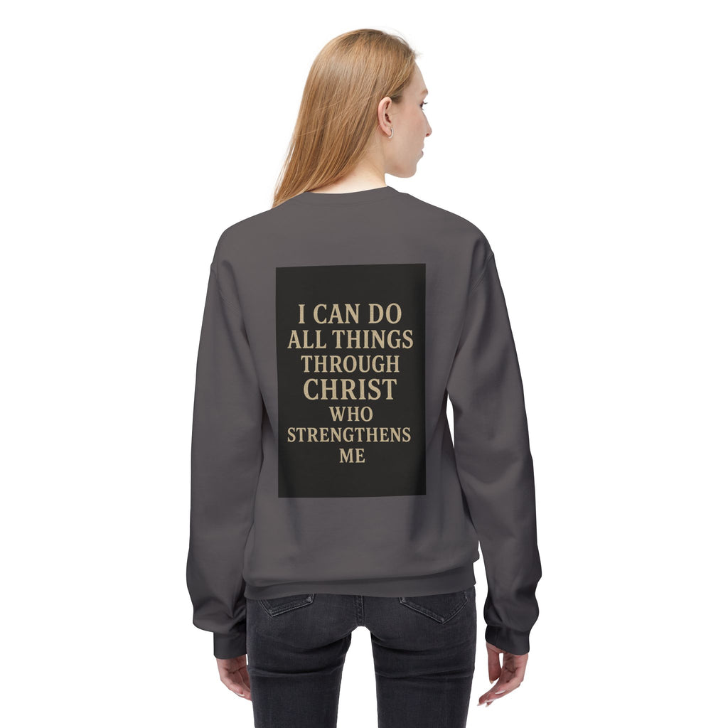 Saved Cross Sweatshirt — "I Can Do All Things Through Christ" Christian Crewneck