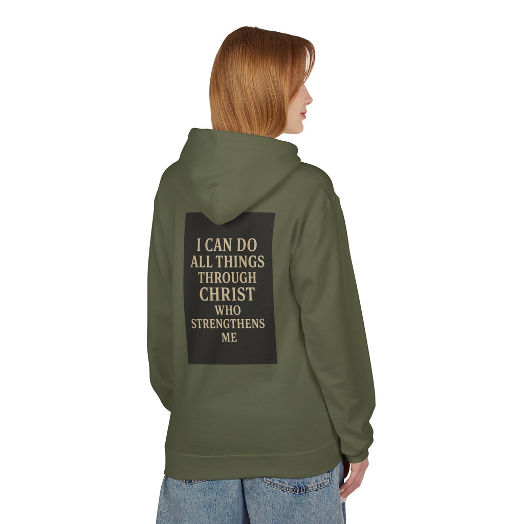 Chosen Cross Hoodie — “I Can Do All Things Through Christ” Christian Faith Sweatshirt