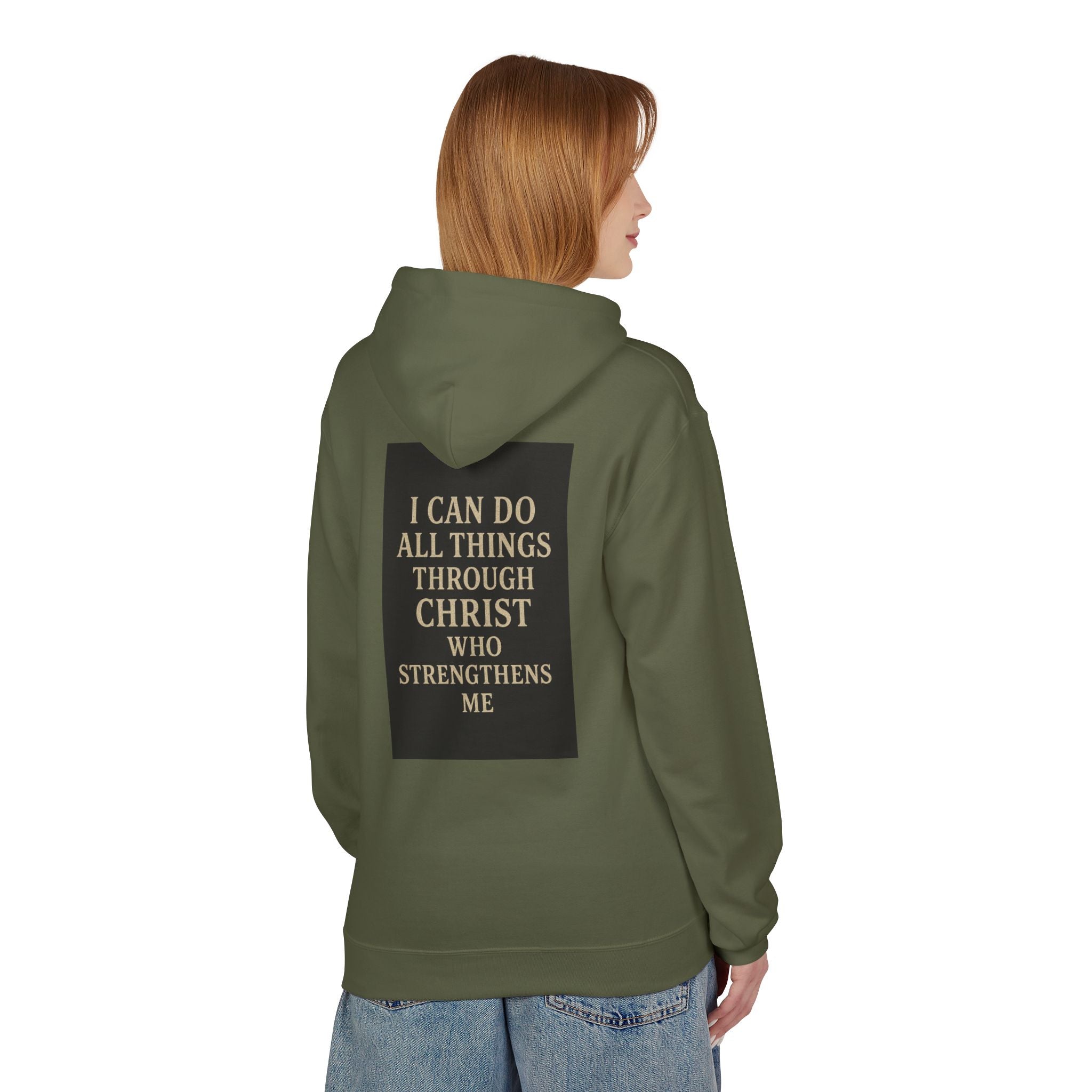 Chosen Cross Hoodie — “I Can Do All Things Through Christ” Christian Faith Sweatshirt
