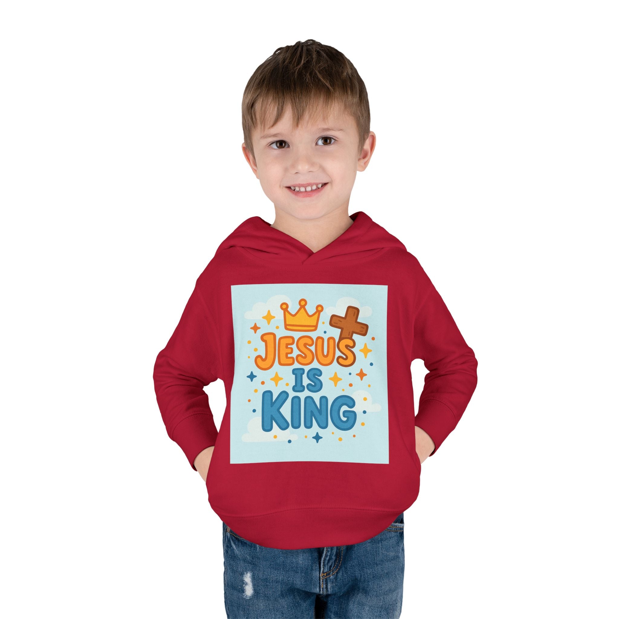 Toddler Hoodie — "Jesus Is King" Christian Kids Pullover