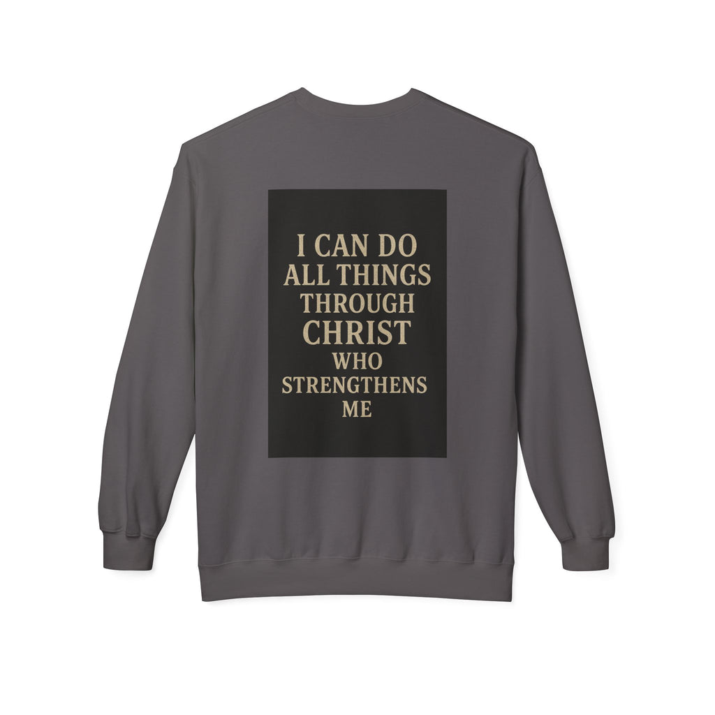 Saved Cross Sweatshirt — "I Can Do All Things Through Christ" Christian Crewneck