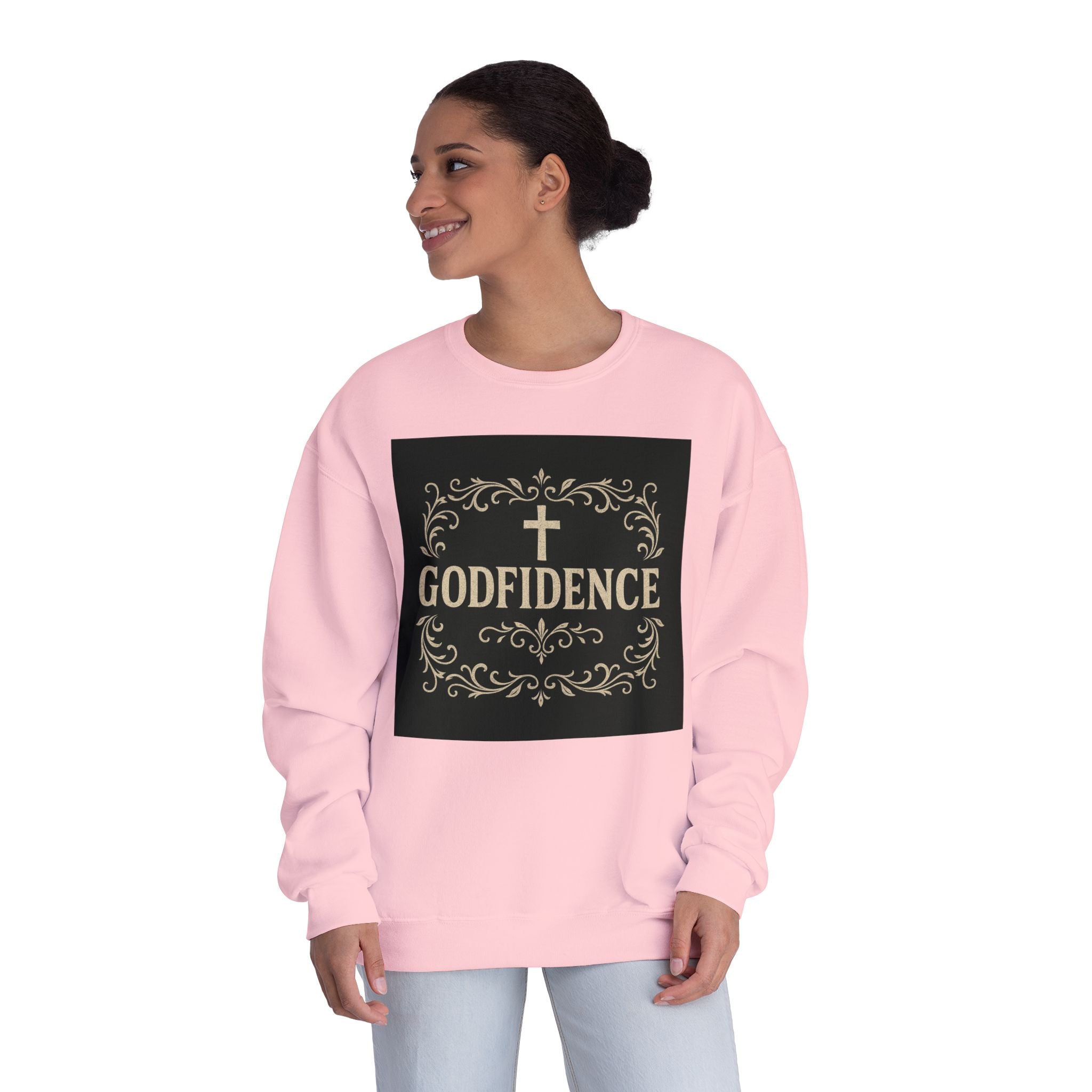 Godfidence Crewneck Sweatshirt — Christian Inspirational Faith Graphic