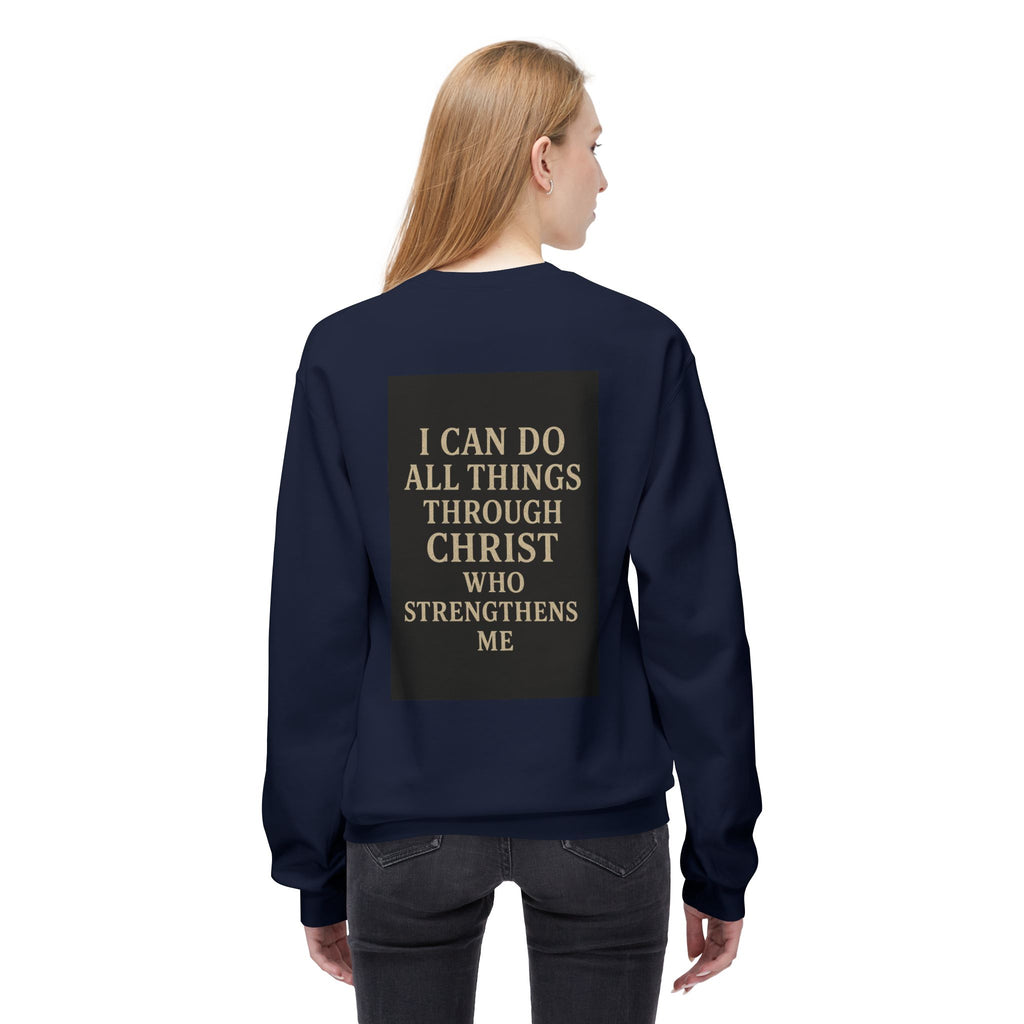 Saved Cross Sweatshirt — "I Can Do All Things Through Christ" Christian Crewneck