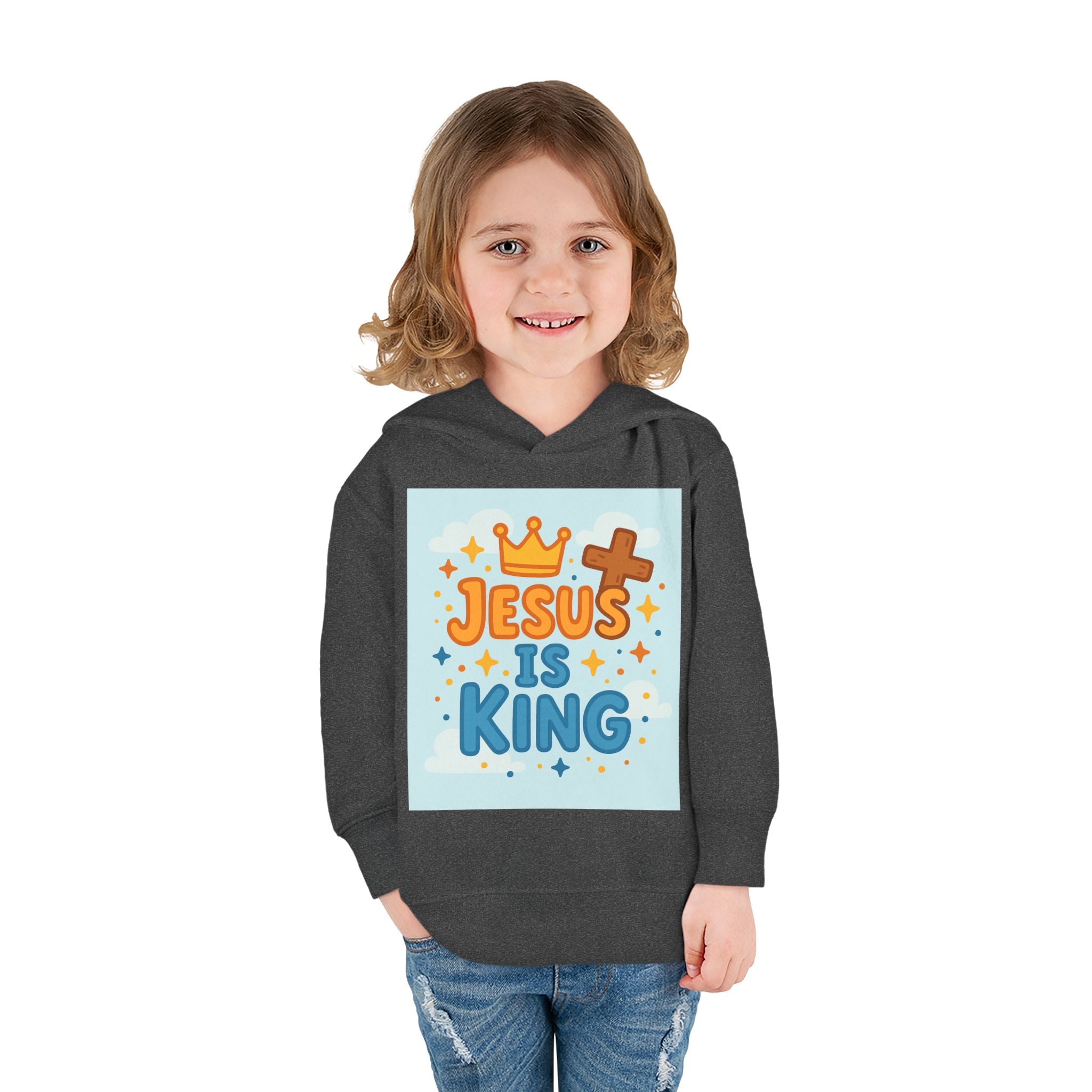 Toddler Hoodie — "Jesus Is King" Christian Kids Pullover