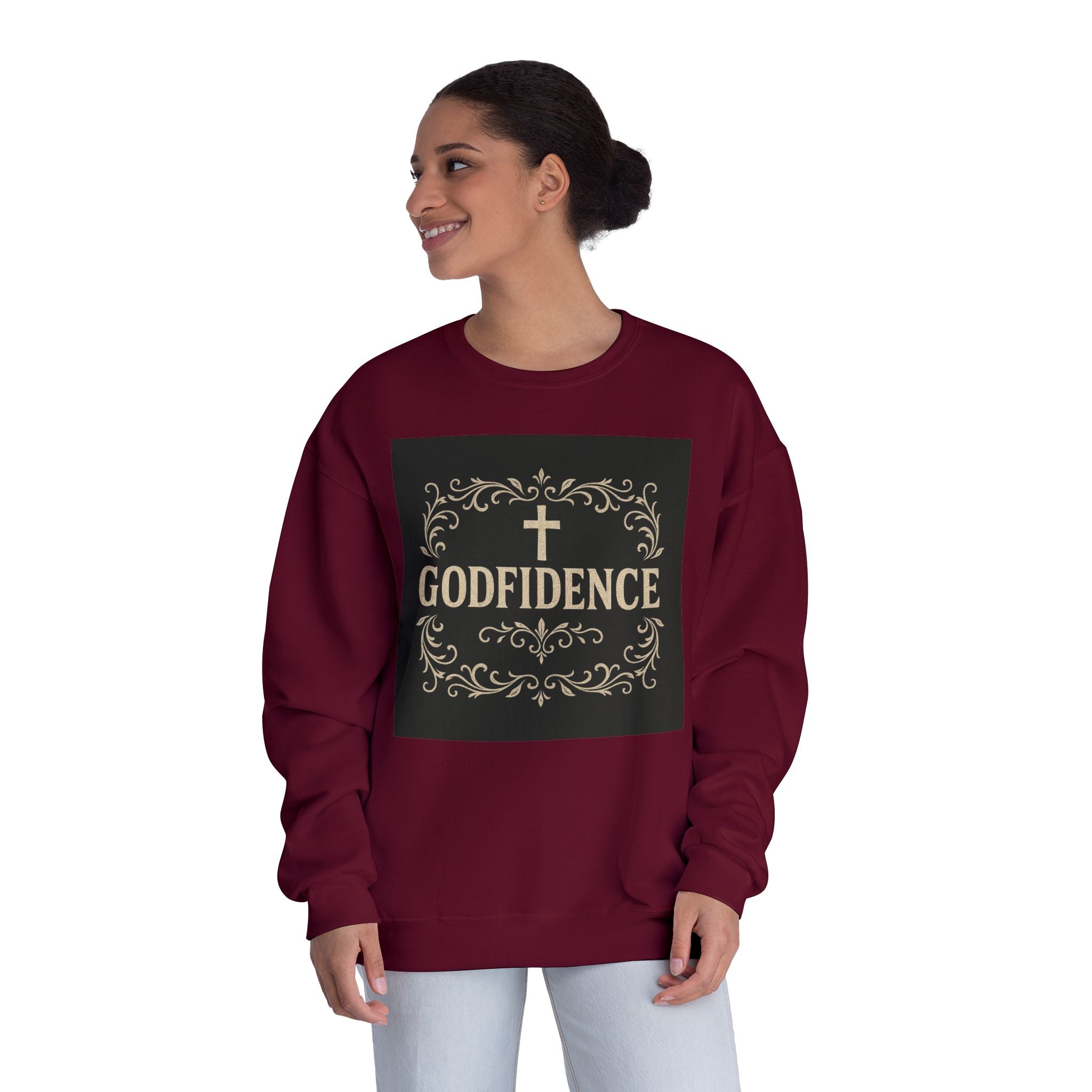 Godfidence Crewneck Sweatshirt — Christian Inspirational Faith Graphic
