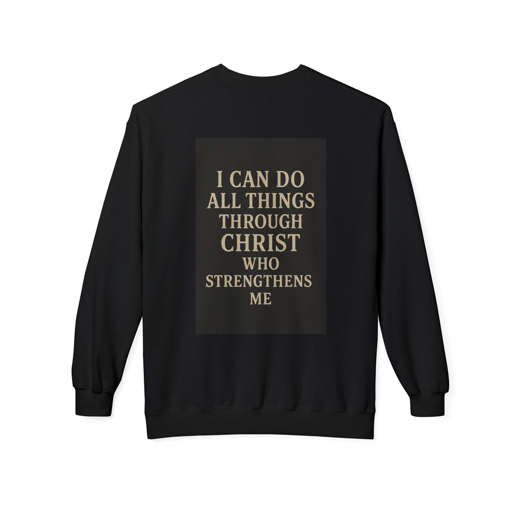 Saved Cross Sweatshirt — "I Can Do All Things Through Christ" Christian Crewneck