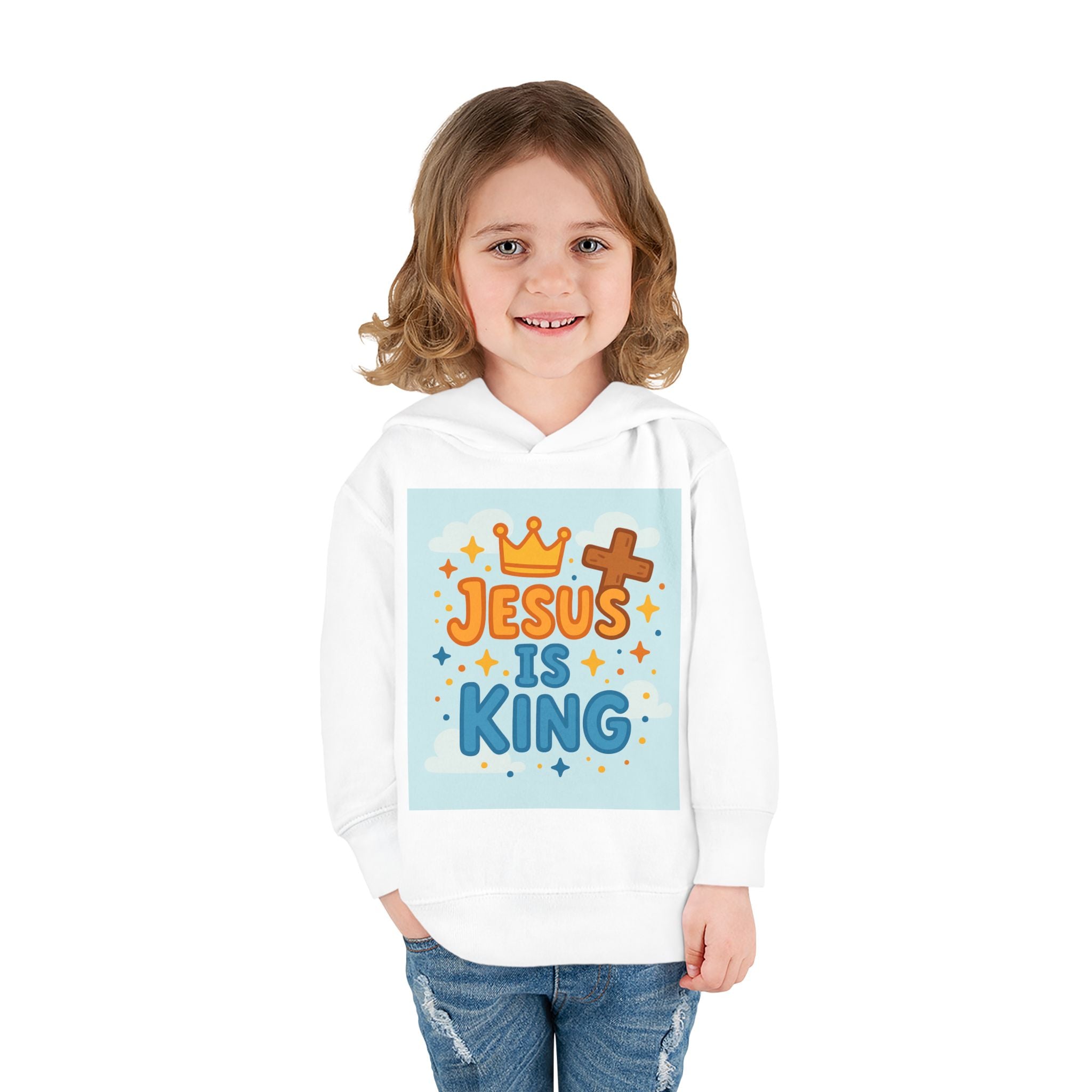 Toddler Hoodie — "Jesus Is King" Christian Kids Pullover