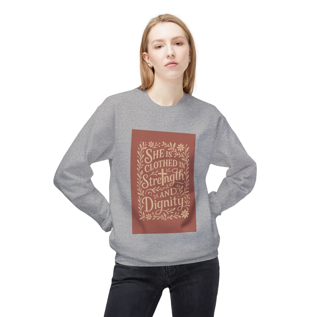 She Is Clothed in Strength and Dignity Crewneck Sweatshirt