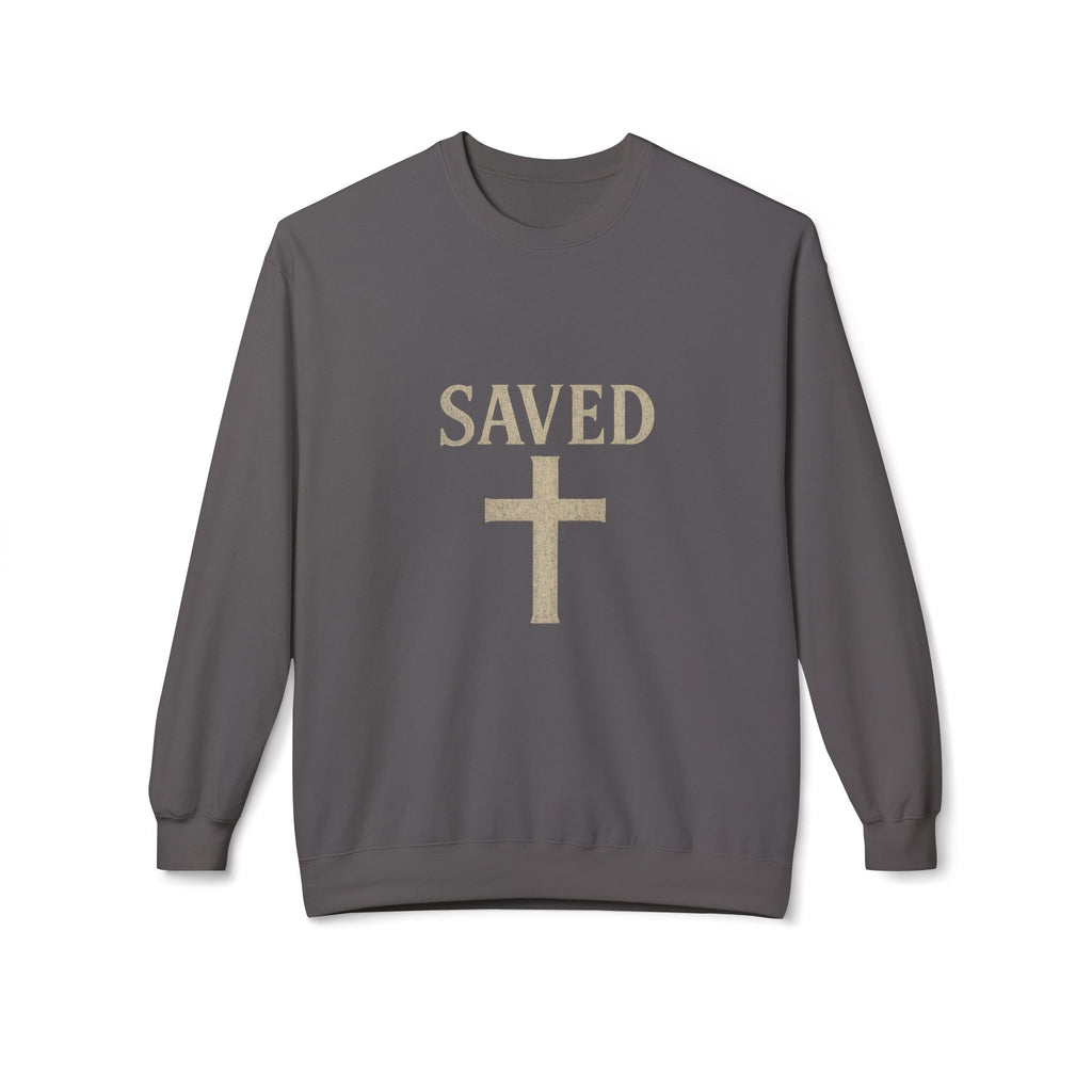 Saved Cross Sweatshirt — "I Can Do All Things Through Christ" Christian Crewneck