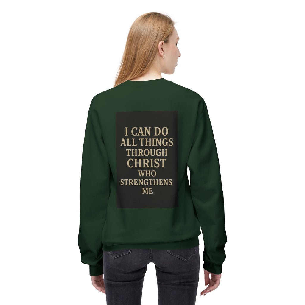 Saved Cross Sweatshirt — "I Can Do All Things Through Christ" Christian Crewneck
